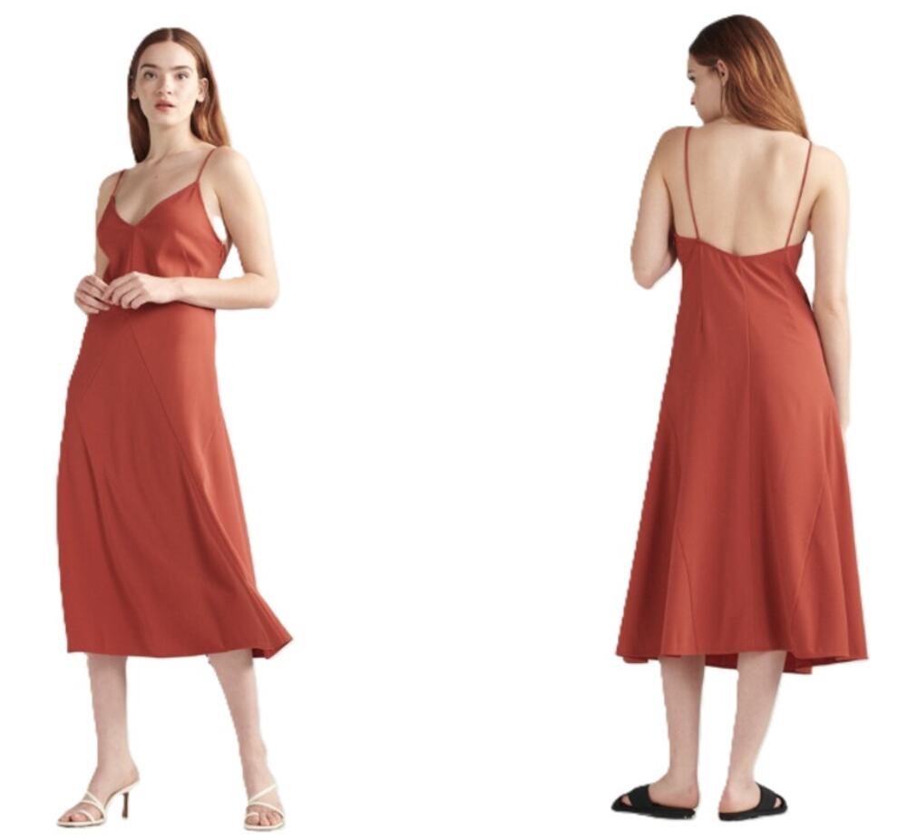 Thakoon Rust Sleeveless Midi Slip Dress Size 2